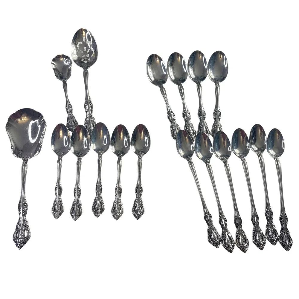 Oneida Michelangelo Silver Countess Pattern Silverplate Spoon Set 18pc